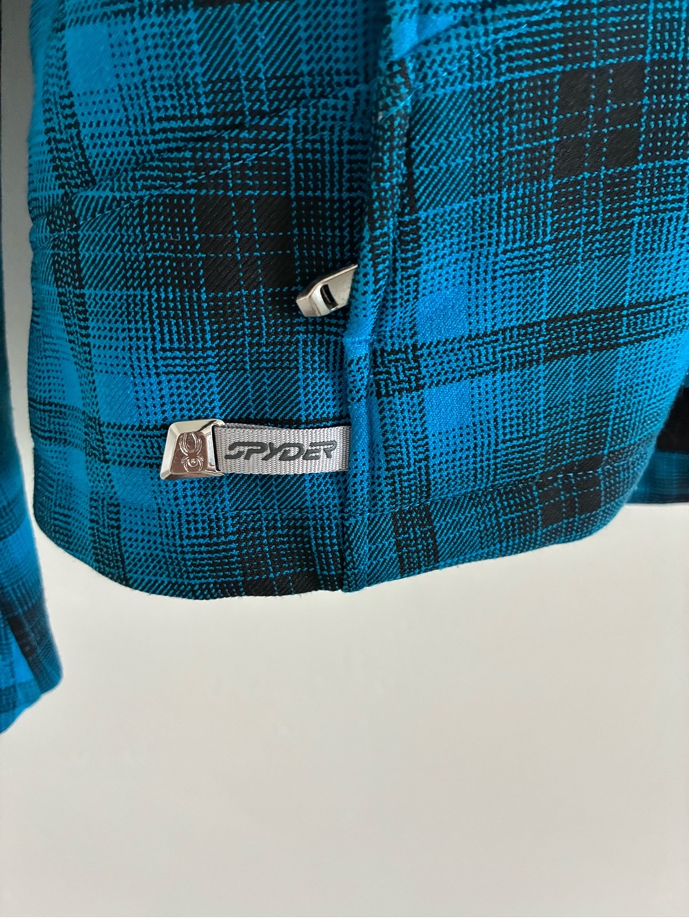 Spyder Blue Plaid Hooded snow Jacket - Picture 2 of 12